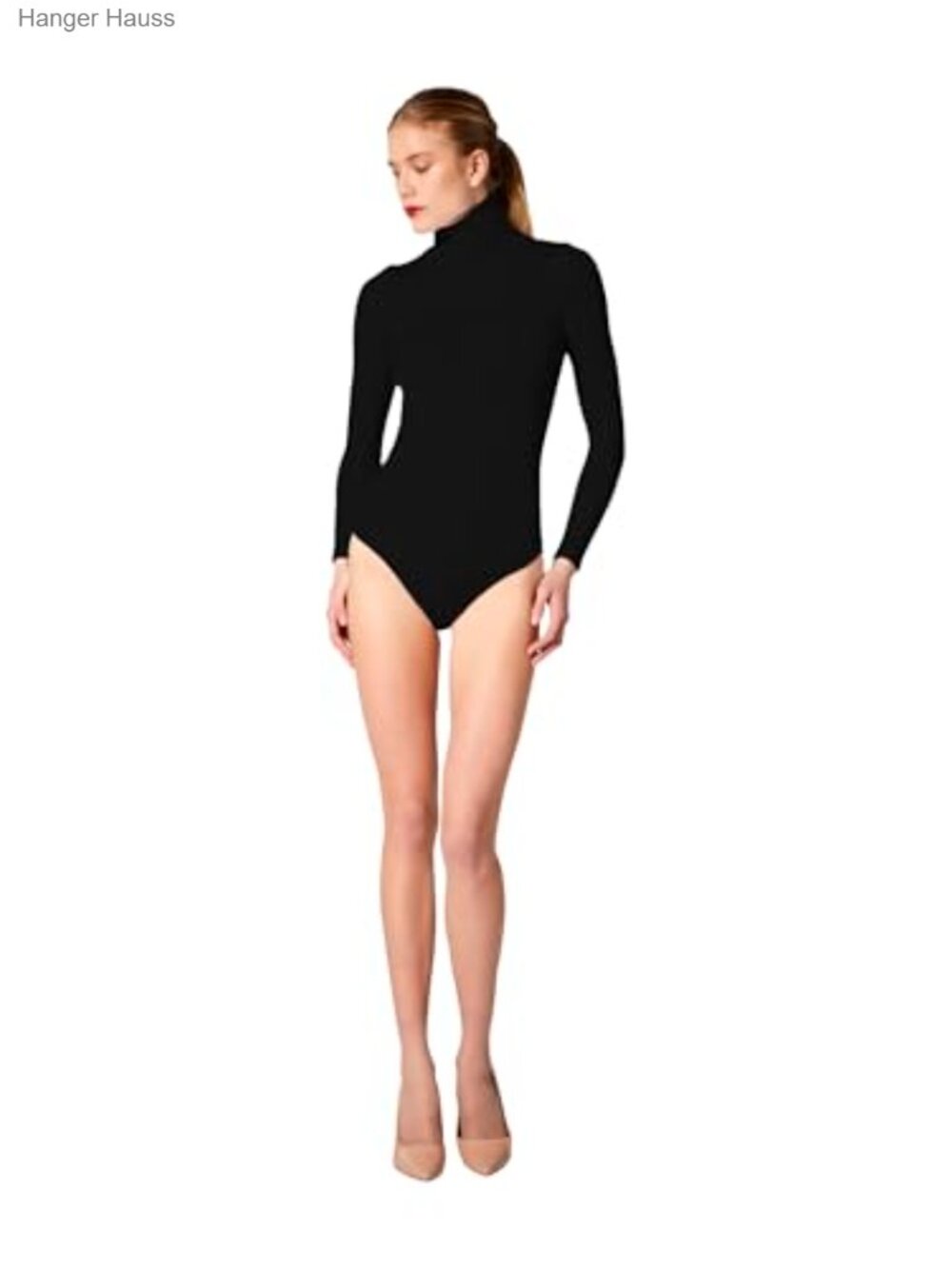 Wolford Colorado String Body Turtleneck Bodysuit Cotton Blend Shiny Finish